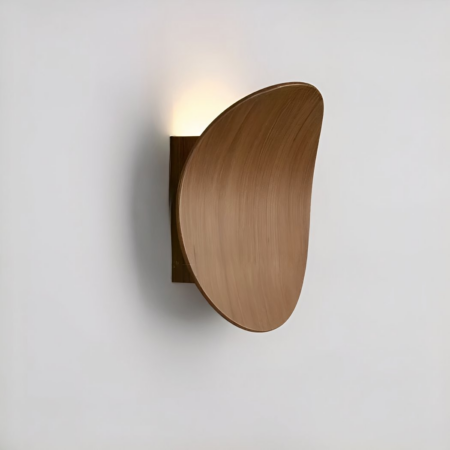 ronde holle houten wandlamp walnoot
