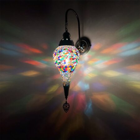 Oosterse traanvormige wandlamp met meerkleurig mozaïek